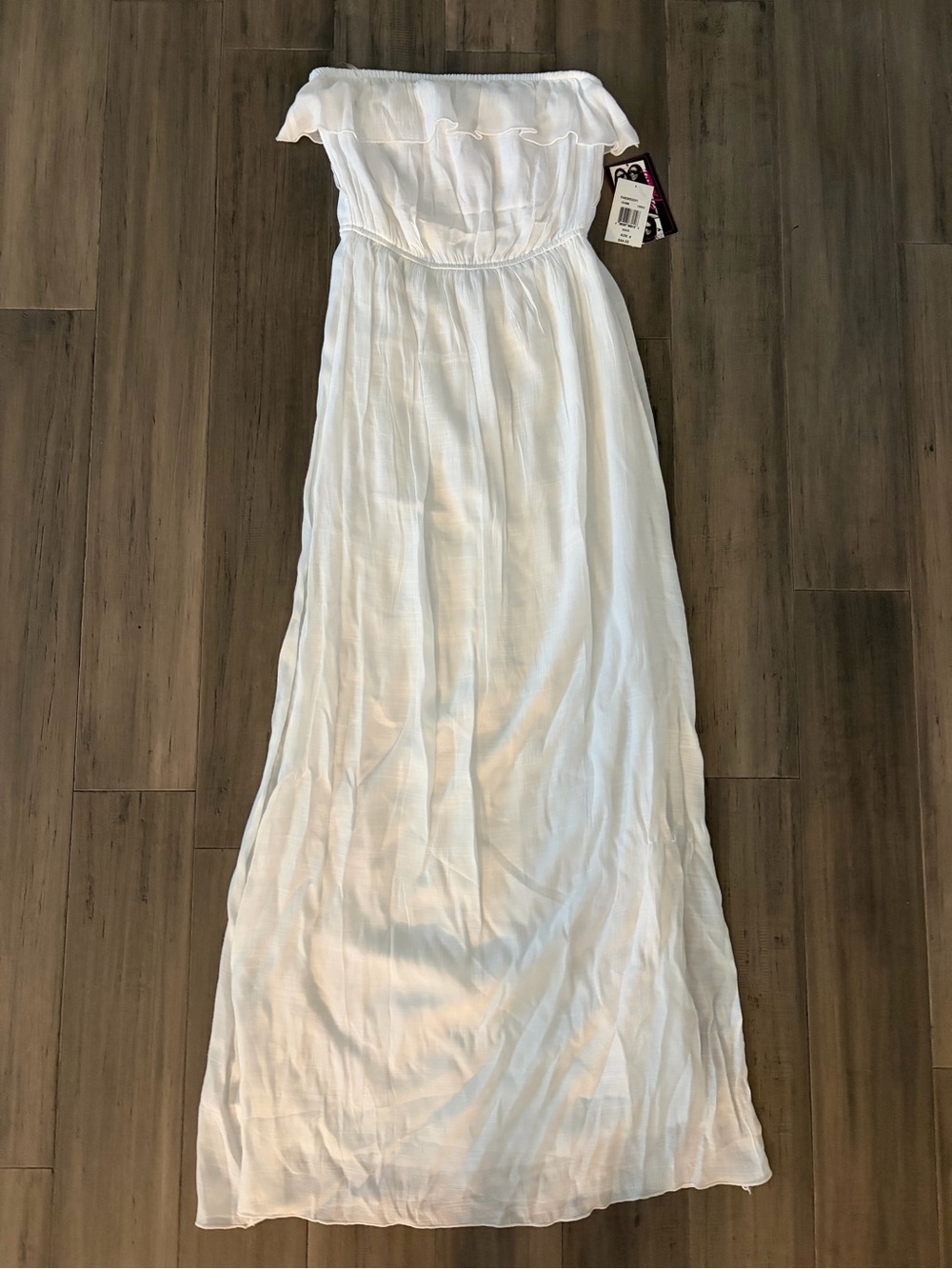 White strapless maxi dress - size S - brand new